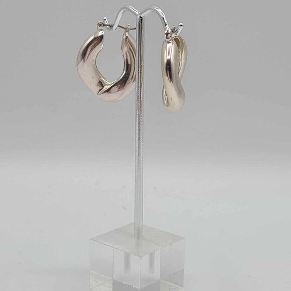 J Crew Silver Tone Hoop Earrings - Picture 5 of 8